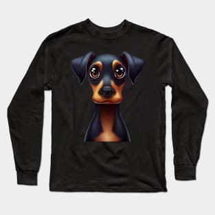 Playful Doberman Pinscher Graphic Design Long Sleeve T-Shirt